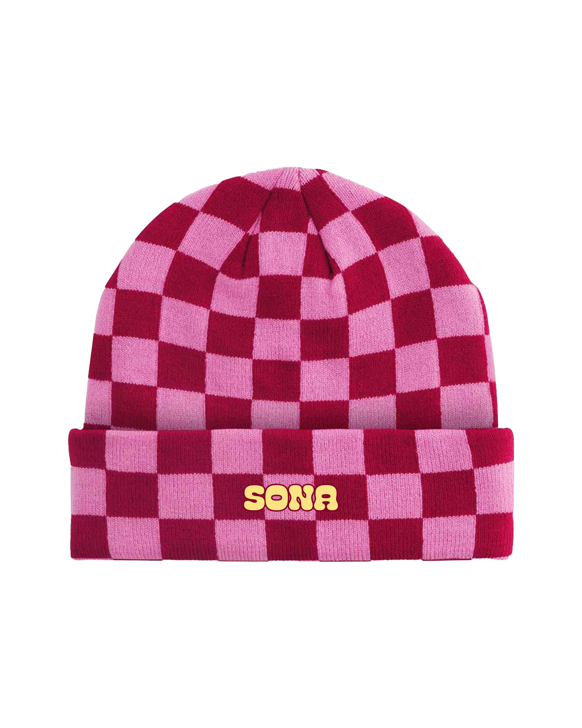 Sona Checkered Beanie (Pinc)